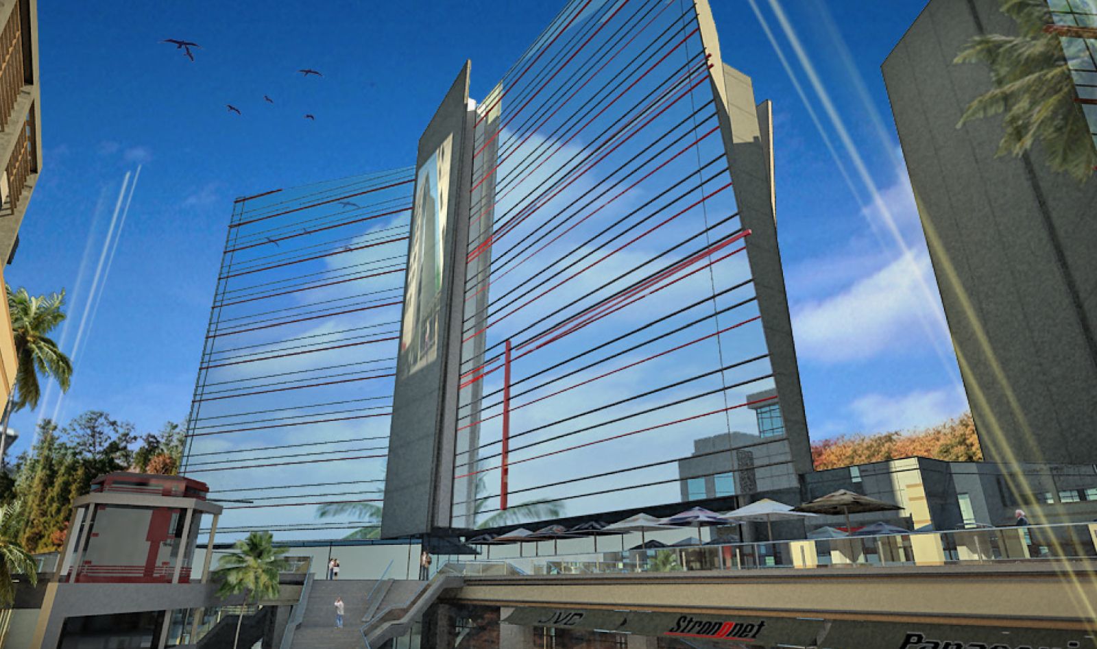 Design render of the office building